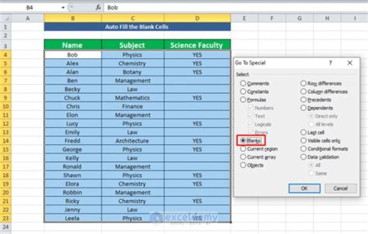 Fill one cell depending on value of another