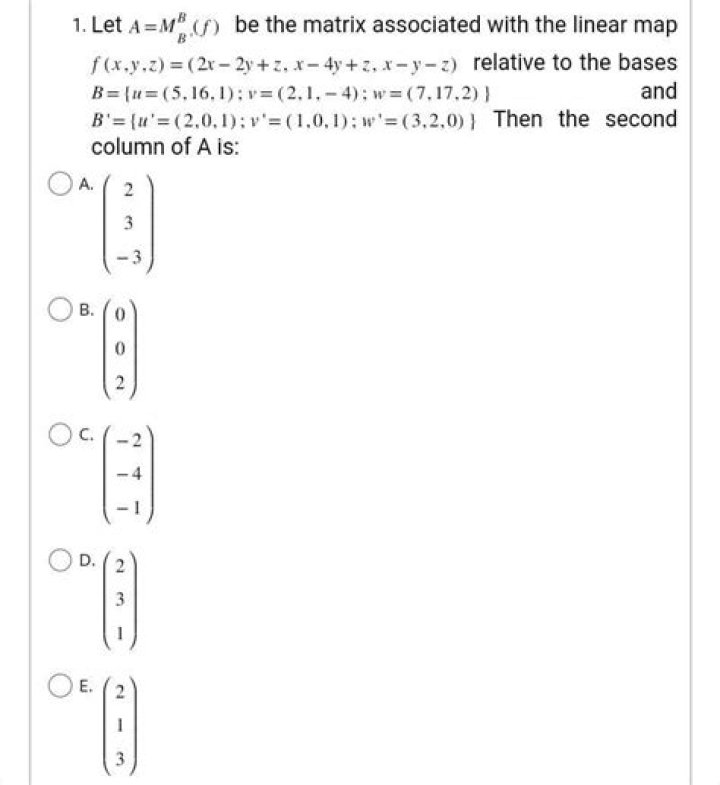 Finding the matrix associated with a linear map