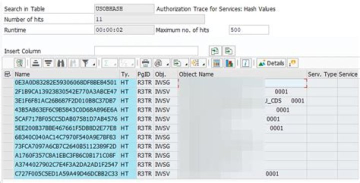 Finding the (usob)Hash of a Core Data /OData Service Required for the Authorization Object S_SERVICE (parameter SRV_NAME)
