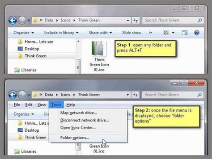 Folder Options in Windows 7, showing the "Hide extensions for known file types" option