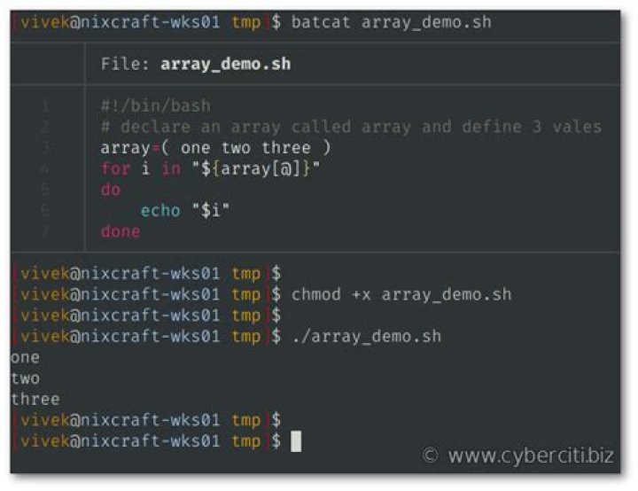 For loop with an array in bash script