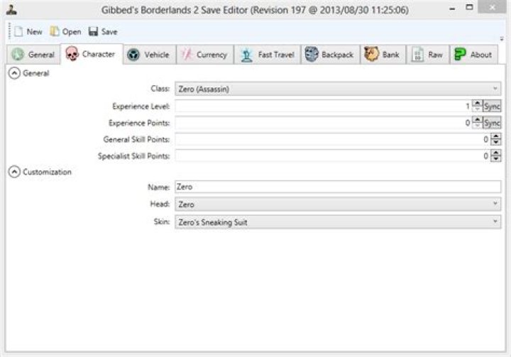 Gibbed interface