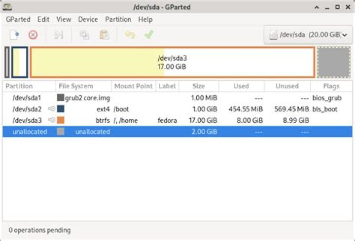GParted device selection