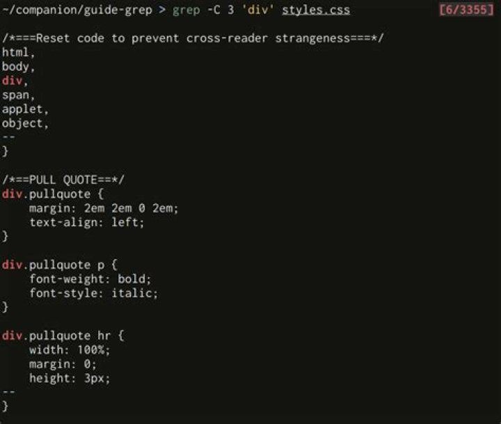 Grep invert match with context