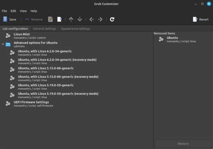 Grub customizer screen shot