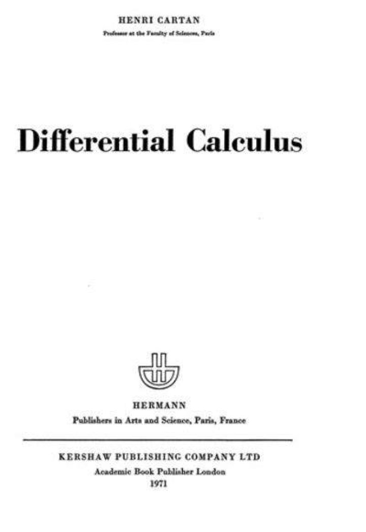 H. Cartan - Differential Calculus. Query?