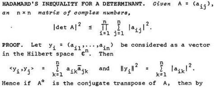 Hadamard's inequality proof