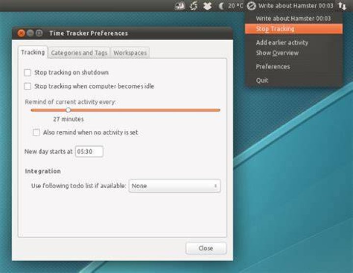 Hamster with Indicator on Ubuntu MATE 20.04