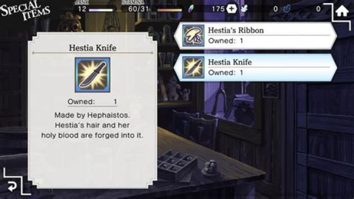 Hestia Knife in Special Inventory