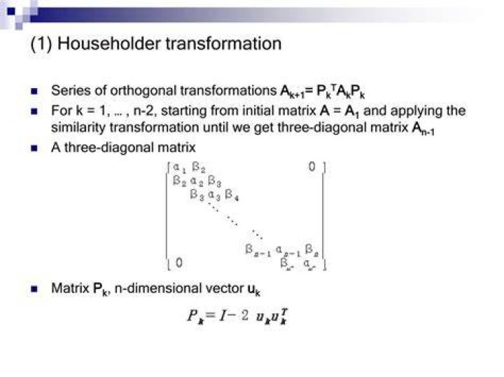Householder transformation calculation