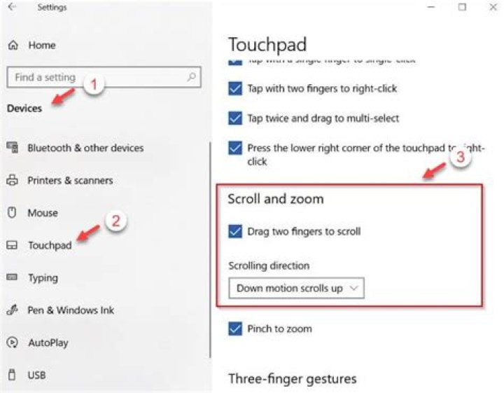 How can I enable two finger scrolling on Synaptic TouchPad in Windows 10?