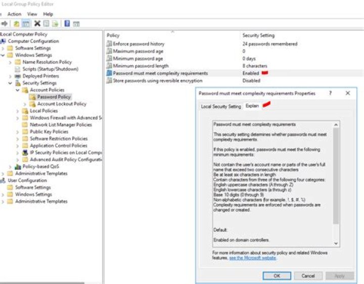How can I find out the password complexity policy?