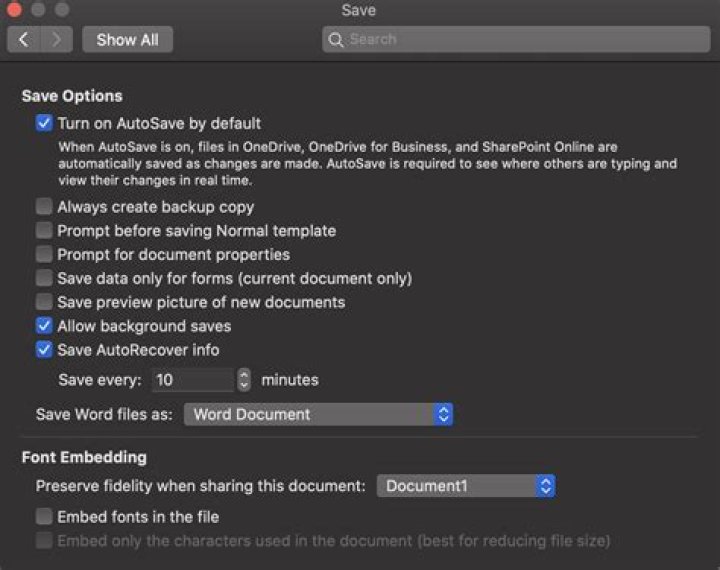 How can I get my word documents to stop saving to OneDrive on my Mac?