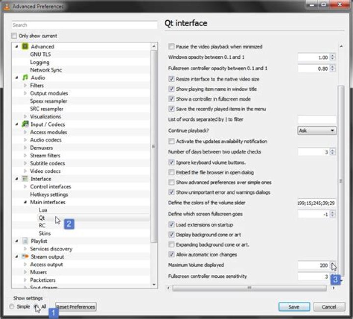 How can I increase the maximum volume output by VLC?