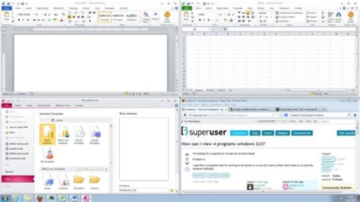 How can I view 4 programs windows 2x2?