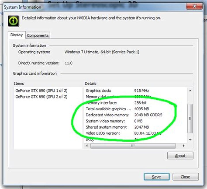 how do I determine how much VRAM is in the system?