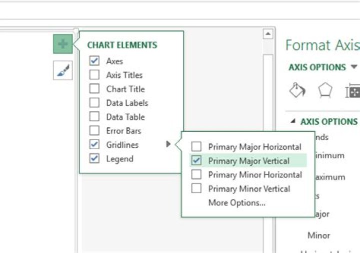 How do I enable vertical gridlines in Excel 2013 Pivot Chart?