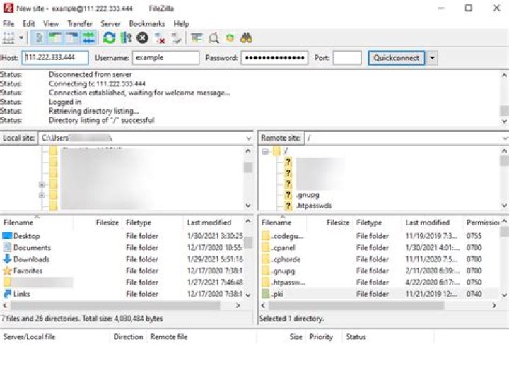 How do i establish a filezilla connection to my windows localhost?