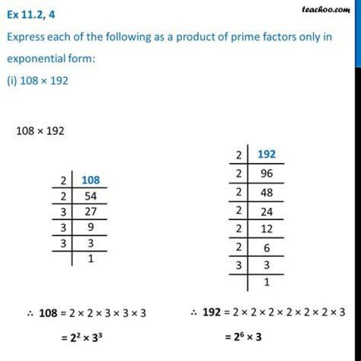 How do I express 108 as the product of powers of its prime factors?