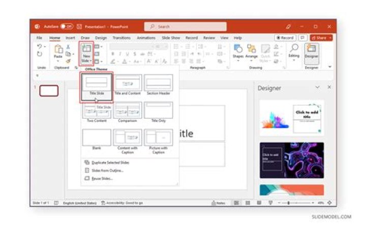 How do I insert a title slide into a PowerPoint presentation?