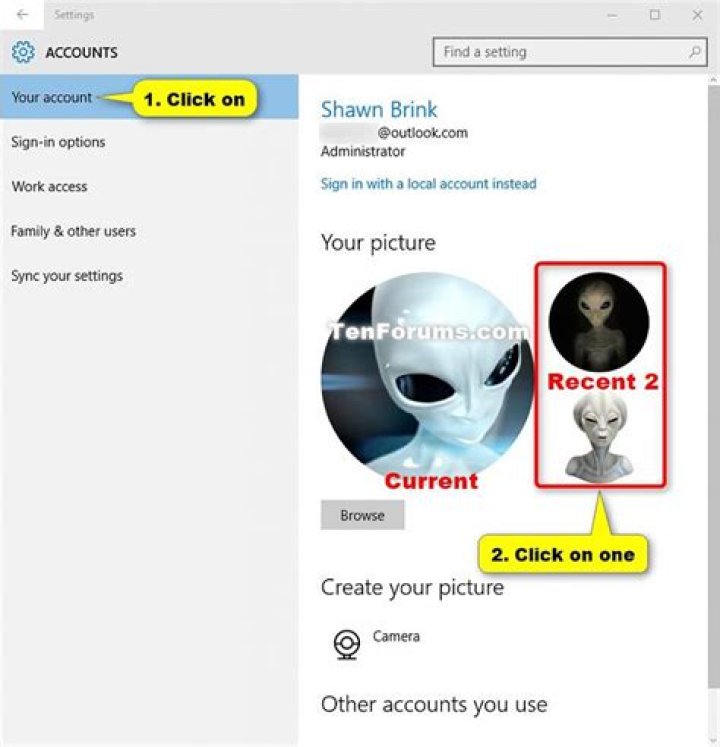How do I save my account picture in windows 8?