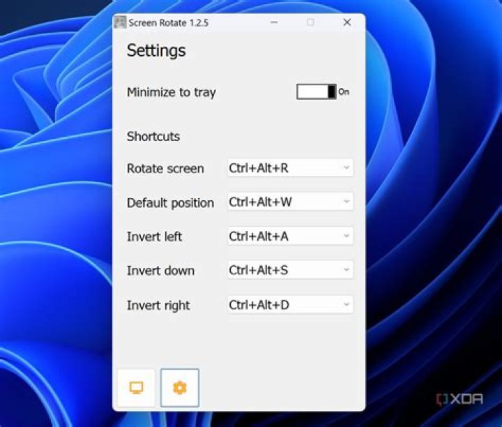 How do I set up a hotkey or shortcut to rotate my screen in Windows?