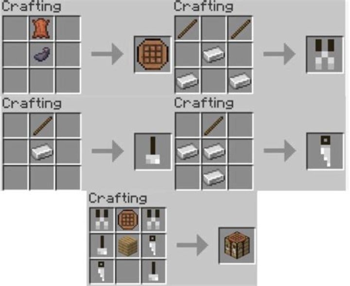 How do I split stacked materials in equal stacks on the crafting table?