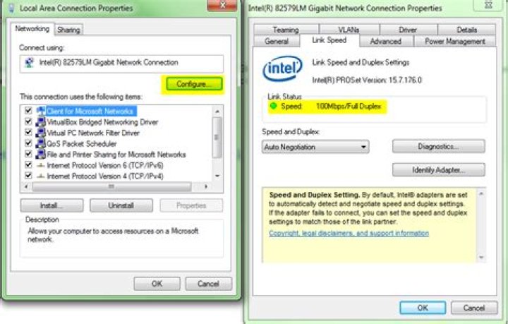 How do you check the current duplex value of a network card set to Auto negotiate in Windows?