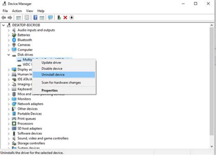 How do you disconnect a USB drive when getting a 