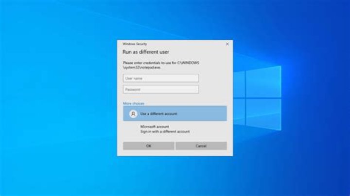 How do you run as a different user from the Start Menu in Windows 10?
