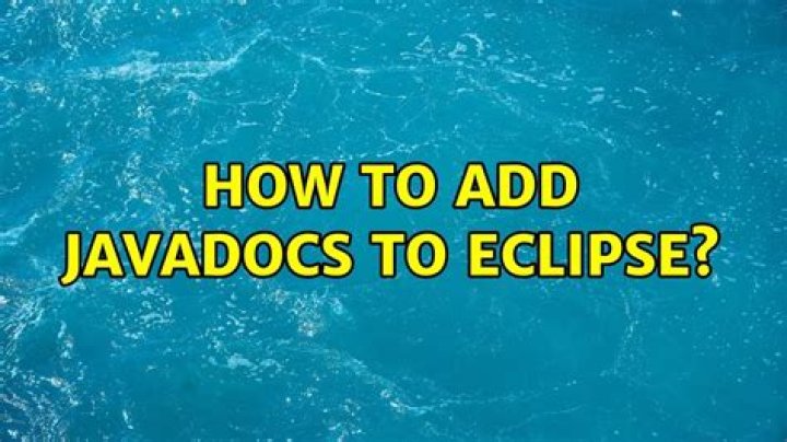 How to add javadocs to eclipse