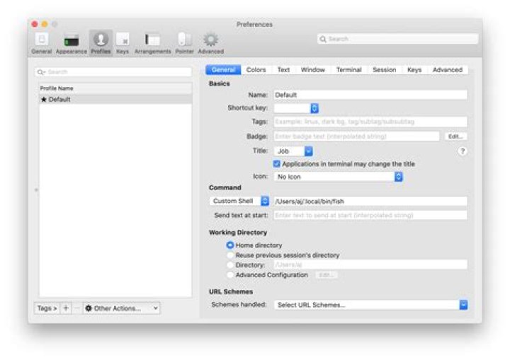 How to change default shell in iTerm2 via command line?
