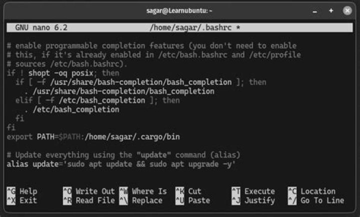 How to edit .bashrc without logging in