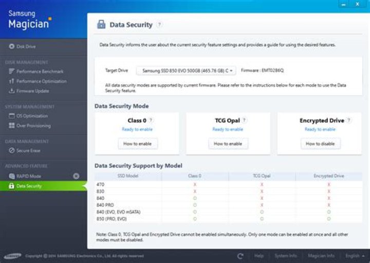 How to enable hardware encryption on Samsung SSD 850 EVO that is used as a boot drive with Windows 10 Pro on an older laptop w/o UEFI?