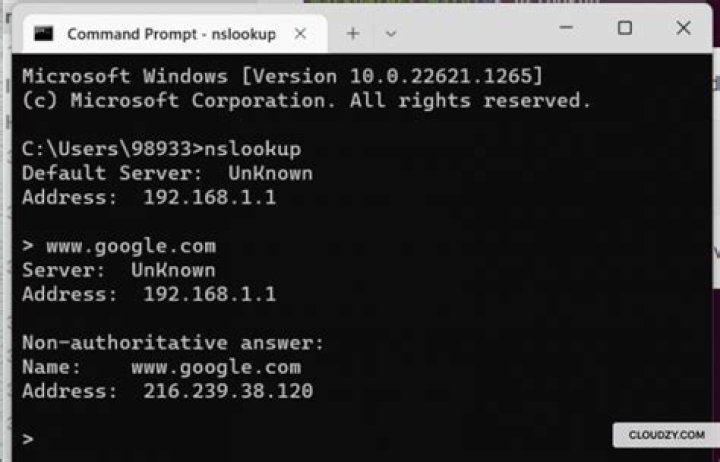 How to find an IP of web server using nslookup