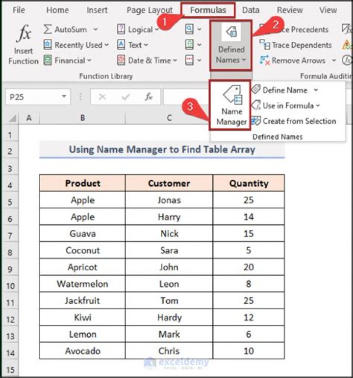 How to find table_array referenced in Excel formula in cell