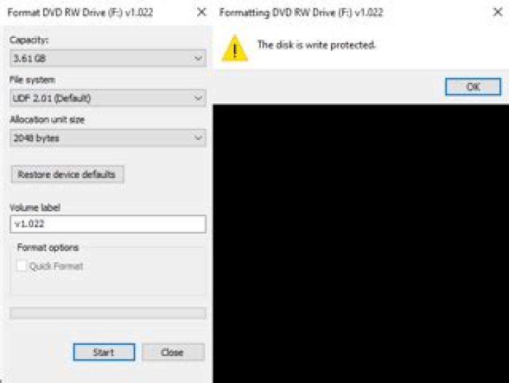 How to format a write protected DVD RW