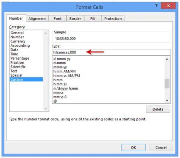 How to format cells to use hh:mm:ss.000 correctly?