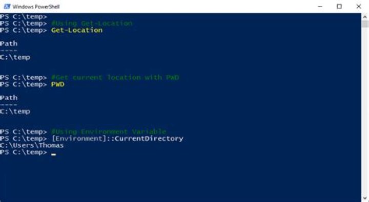 How to get current path in powershell into a variable