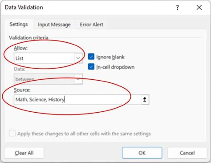 How to Locate the source List in data validation?
