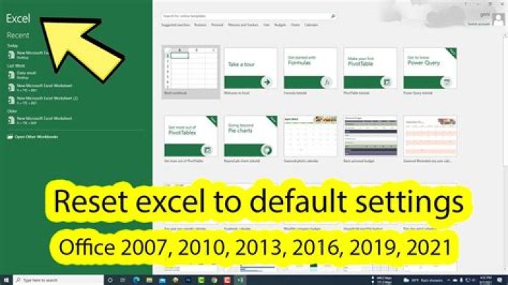 How to reset Excel 2016 to default settings