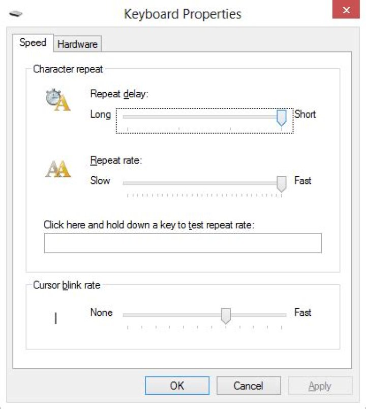 How to set Cursor blink rate = 1, or 1/2 second?
