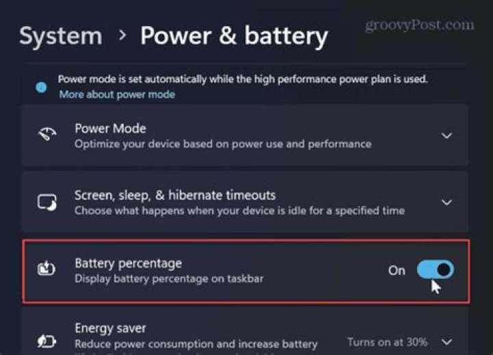 How to show battery percentage on battery icon in task bar without hovering or clicking?