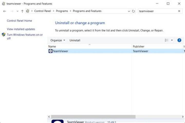 How to uninstall TeamViewer, if there is no option for doing so?