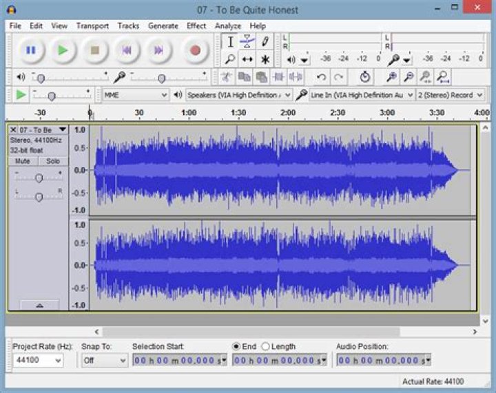 How to view the bitrate of a media file in Audacity