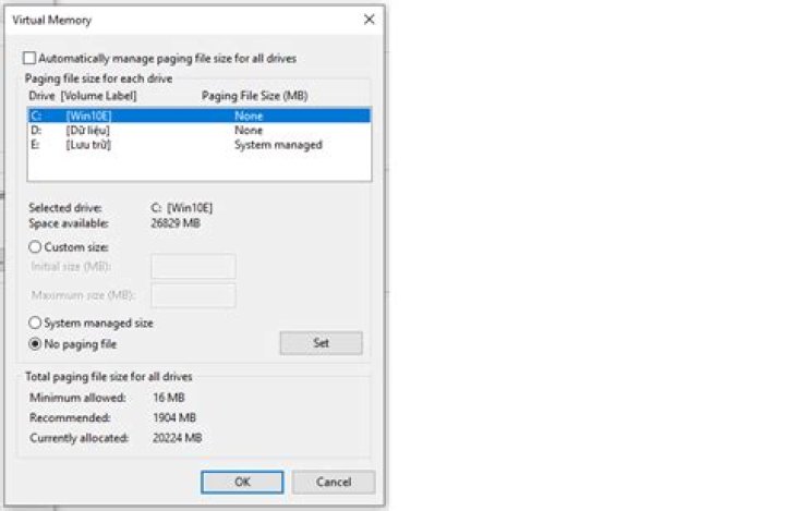 Huge pagefile.sys (16GB) appear in C: drive after Windows crash
