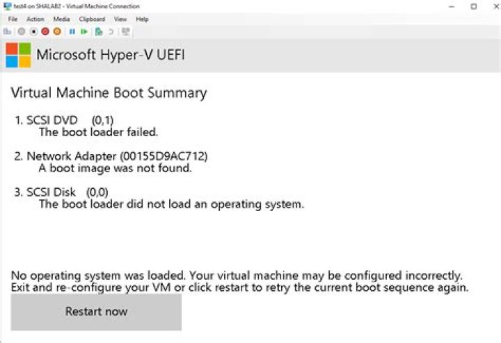 Hyper-V VM won't boot from Cd, error: 