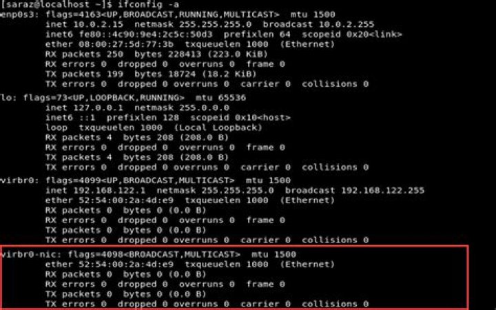 ifconfig -a result