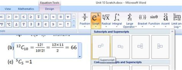Inserting math subset and superset symbols into office word