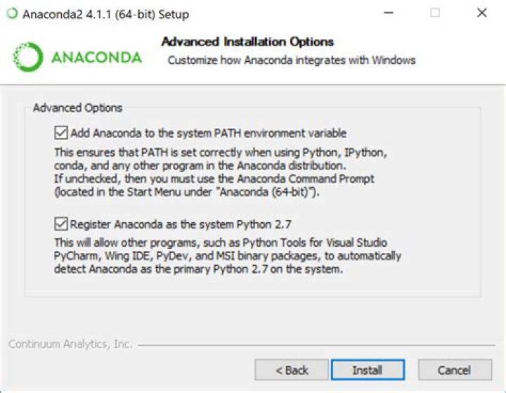 installed, anaconda path